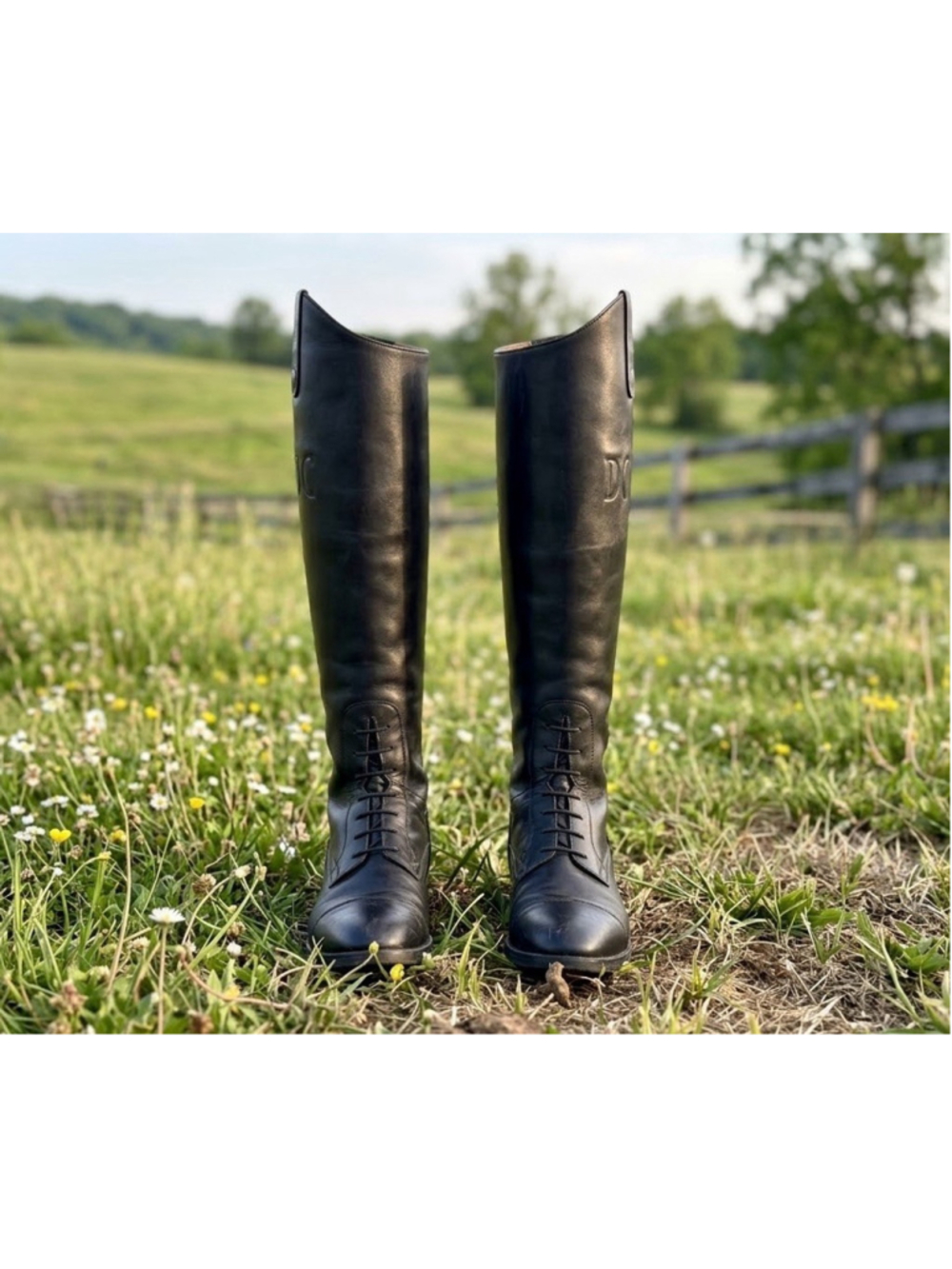 Vintage Black Leather Equestrian Riding Boots Made in USA -size 10-horseback